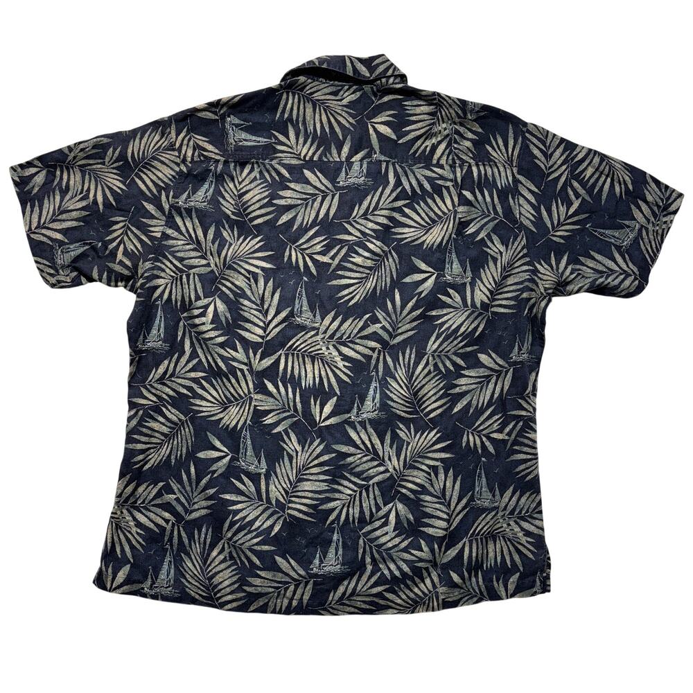 Vintage Woolrich Shirt Mens 2XL XXL Blue Tropical Palm Leaf Aloha Hawaiian Beach - Picture 2 of 8